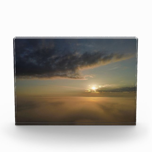 Ein farbenfroher Foggy Sunrise Fotoblock (Vorderseite)