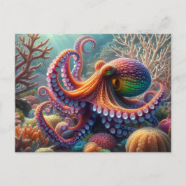 Ein farbenfroher Oktopus Postkarte