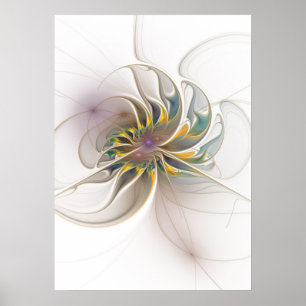 Ein farbenfrohes fraktales Ornament. Abstrakte Blu Poster