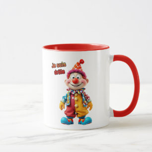 Ein farbiger Clown hält sich für lustig. Tasse