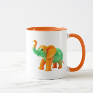 Ein farbiger dekorativer Elefant mit aufgehobenem Tasse