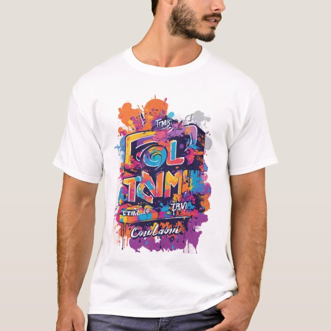 ein Farblaufereignis auf einem weißen T - Shirt (Vorderseite)