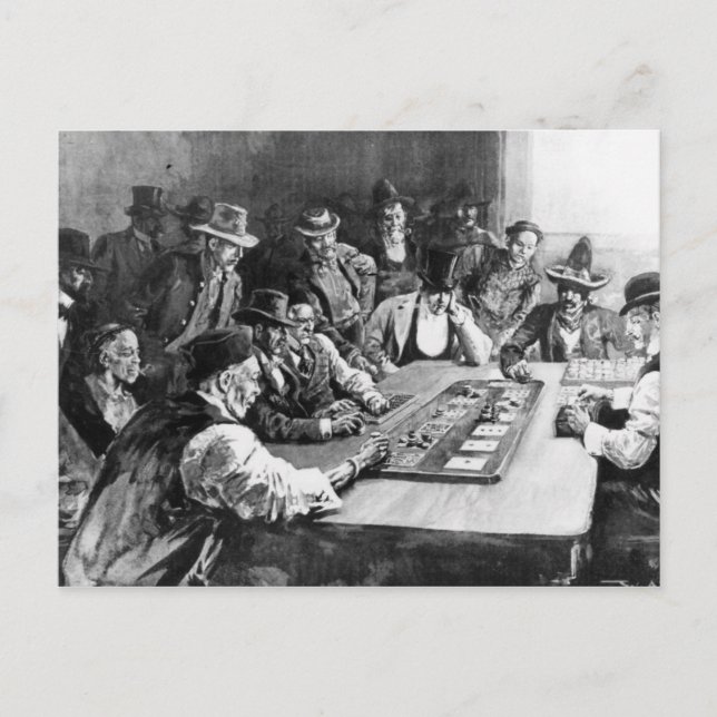 Ein Faro-Spiel in El Paso Postkarte (Vorderseite)