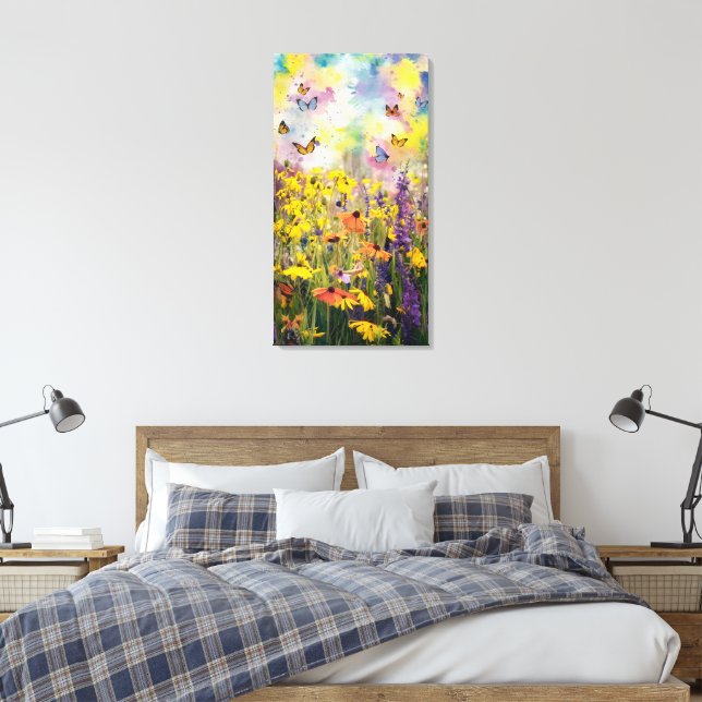 Ein faszinierendes Aquarellbild mit Wildfl Leinwanddruck (Insitu (Schlafzimmer))