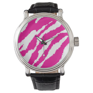Ein faszinierendes Blumenmuster in Rosa und Weiß,  Armbanduhr