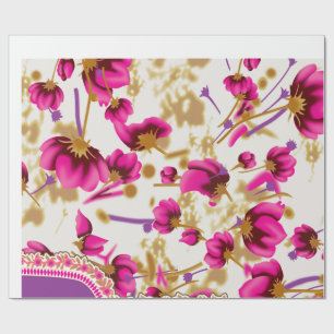Ein faszinierendes Blumenmuster in Rosa und Weiß, Geschenkpapier