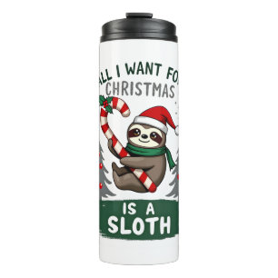 Ein Faultier für Weihnachten. Süßes Weihnachtsfaul Thermosbecher