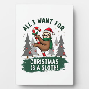 Ein Faultier zu Weihnachten. Süßes Weihnachtsfault Fotoplatte