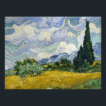 Ein Feld mit Zypressen Van Gogh Fotodruck<br><div class="desc">Ende Juni 1889 gewannen die Zypressen in Van Gogh's Werk an Boden, als er beschloss, eine seiner ersten Serien in Saint-Rémy den mächtigen Bäumen zu widmen. Seine überschwänglichen Vor-Ort-Studien zeichnen sich durch ihren reichen Impasto aus und beinhalten die nah-oben-vertikale Sicht der Zypressen (49.30 Uhr) des Met und diese majestätische horizontale...</div>