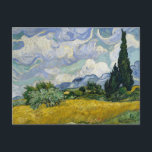 Ein Feld mit Zypressen Van Gogh Postkarte<br><div class="desc">Ende Juni 1889 gewannen die Zypressen in Van Gogh's Werk an Boden, als er beschloss, eine seiner ersten Serien in Saint-Rémy den mächtigen Bäumen zu widmen. Seine überschwänglichen Vor-Ort-Studien zeichnen sich durch ihren reichen Impasto aus und beinhalten die nah-oben-vertikale Sicht der Zypressen (49.30 Uhr) des Met und diese majestätische horizontale...</div>