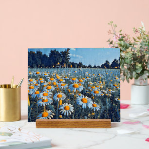 Ein Feld voller blühender Kampomilen Acrylschild