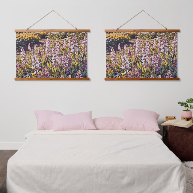 Ein Feld voller Blume - Wandtapeten Wandteppich Mit Holzrahmen (Schlafzimmer)