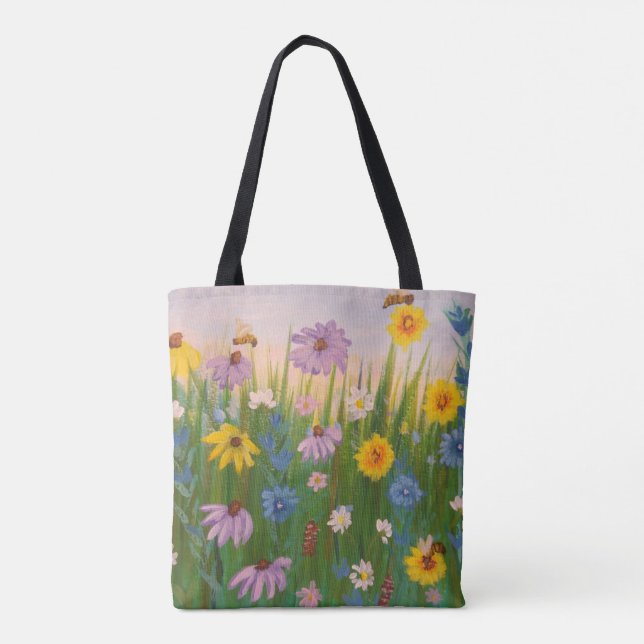Ein Feld voller wild lebender Blume Tasche (Rückseite)