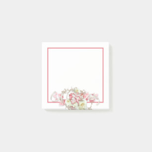 Ein Fenster mit rosa Blume und einem Vogel - Post-it Klebezettel