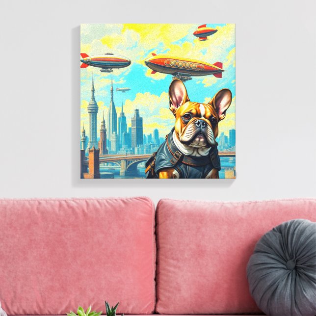 EIN FERNER MORGEN-FRANZÖSISCHER BULLDOG 3 LEINWANDDRUCK (Insitu (Wohnzimmer))