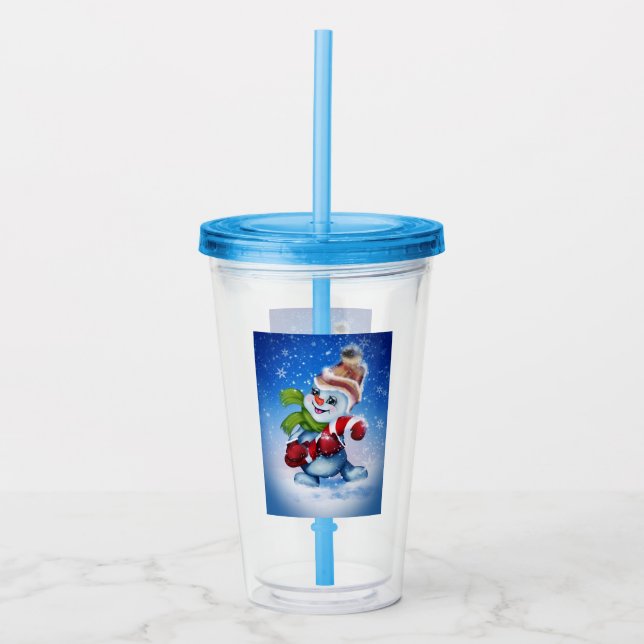 Ein festlicher Schneemann Acryltrinkbecher (Vorderseite)