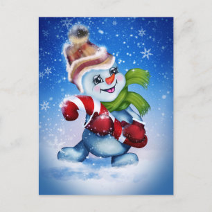 Ein festlicher Schneemann Feiertagspostkarte