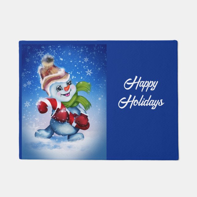 Ein festlicher Schneemann Fußmatte (Vorderseite)