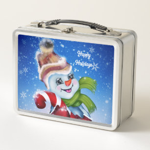 Ein festlicher Schneemann     Metall Brotdose