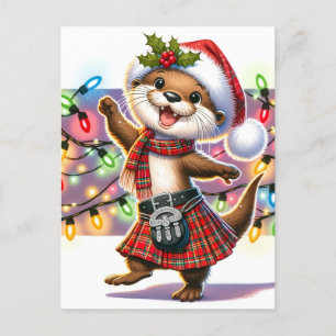 Ein festlicher schottischer Weihnachtsbär Postkarte