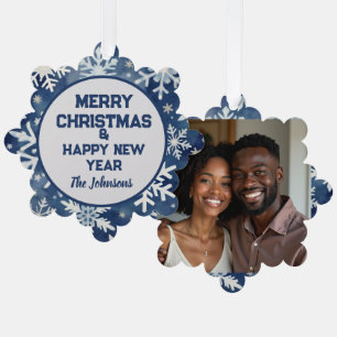 Ein festlicher und Personalisierter Sake: Foto Ornament Karte