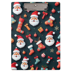 Ein festliches Tapezierspiel Weihnachtsmann und We Klemmbrett