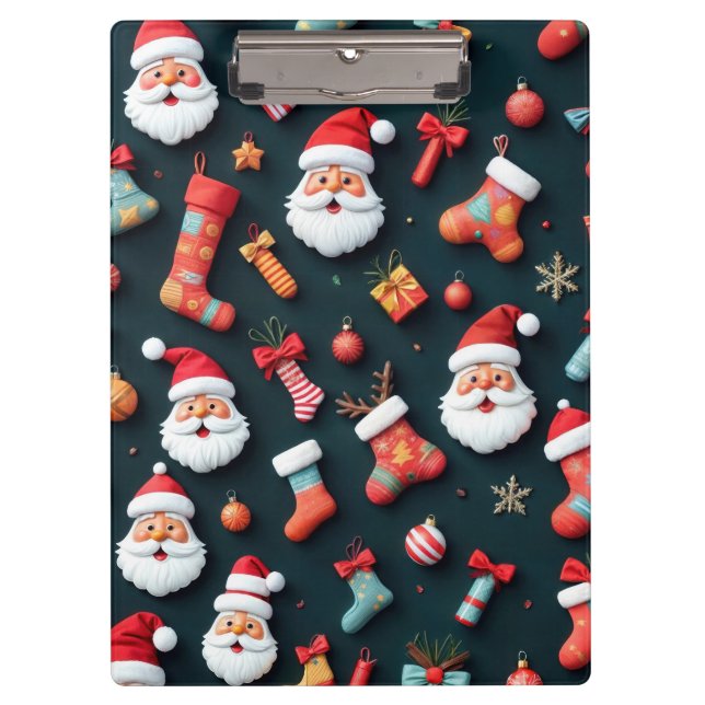 Ein festliches Tapezierspiel Weihnachtsmann und We Klemmbrett (Vorderseite)