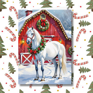 Ein festliches Weiß-Pferd und ein Winterschlaf Wei Karte