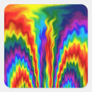 Ein Feuer in einem Regenbogen Quadratischer Aufkleber