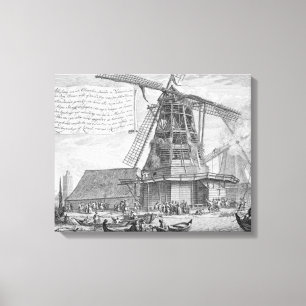 Ein Feuer in einer Windmühle nahe Worden, von a Leinwanddruck