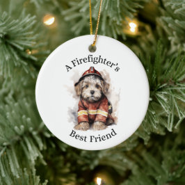 Ein Feuerwehrhund, der der beste Freund ist Keramik Ornament