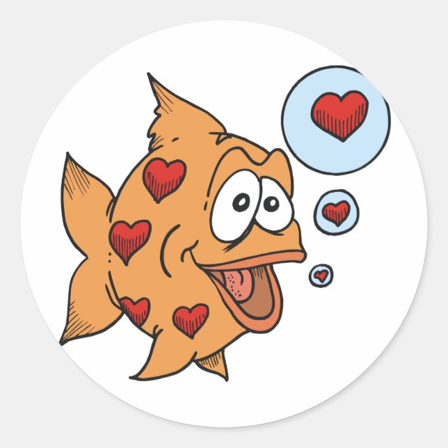 Ein Fisch in Liebe - Runder Aufkleber (Vorderseite)