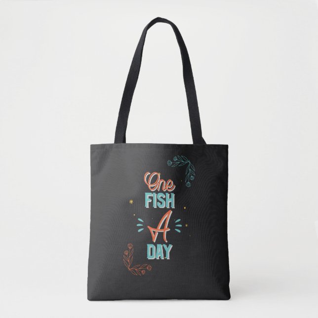 Ein Fisch pro Tag Lettering Tasche (Vorderseite)