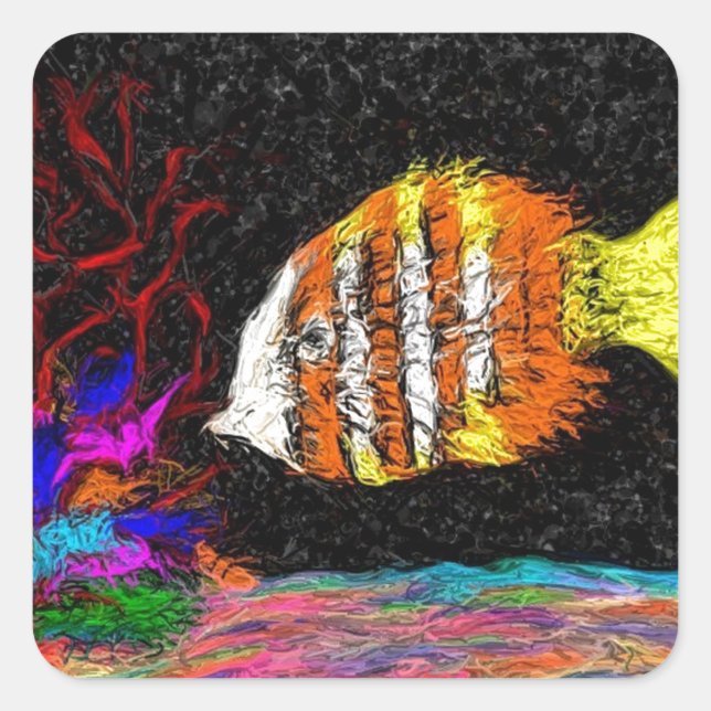 Ein Fisch von vielen Quadratischer Aufkleber (Vorderseite)