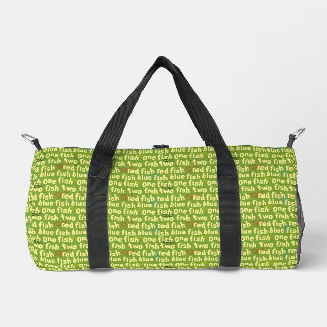 Ein Fisch Zwei Fisch Typografie Muster Duffle Bag (Vorderseite)