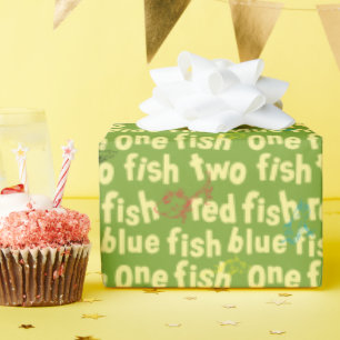 Ein Fisch Zwei Fisch Typografie Muster Geschenkpapier