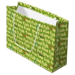 Ein Fisch Zwei Fisch Typografie-Muster Große Geschenktüte