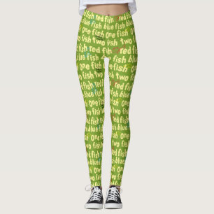 Ein Fisch Zwei Fisch Typografie-Muster Leggings