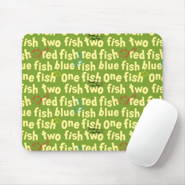 Ein Fisch Zwei Fisch Typografie-Muster Mousepad (Mit Mouse)