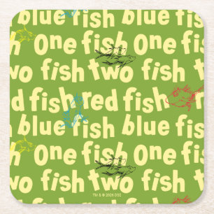 Ein Fisch Zwei Fisch Typografie Muster Rechteckiger Pappuntersetzer