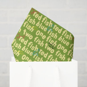 Ein Fisch Zwei Fisch Typografie Muster Seidenpapier