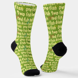 Ein Fisch Zwei Fisch Typografie Muster Socken