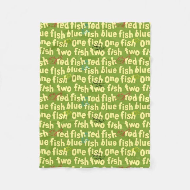 Ein Fisch Zwei Fische Typografie Muster Fleecedecke (Vorderseite)