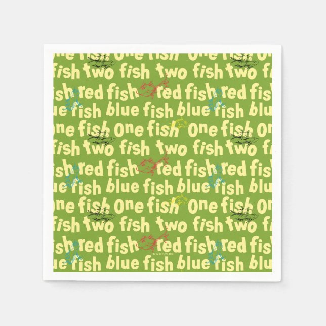 Ein Fisch Zwei Fische Typografie Muster Serviette (Vorderseite)
