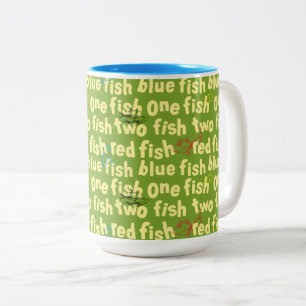 Ein Fisch Zwei Fische Typografie Muster Zweifarbige Tasse
