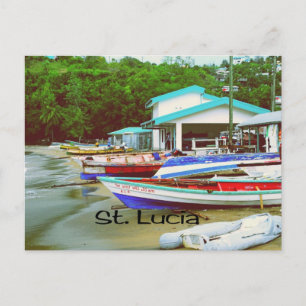 Ein Fischerdorf in St. Lucia Postkarte