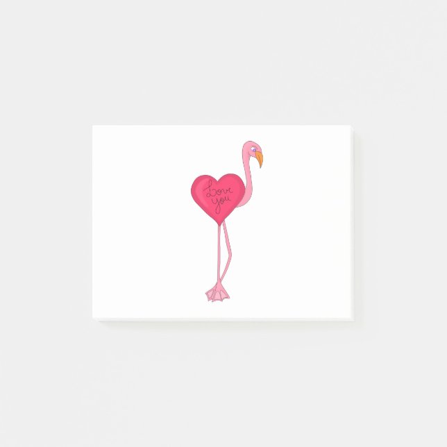 Ein Flamingo in Liebe Post-it Klebezettel (Vorderseite)