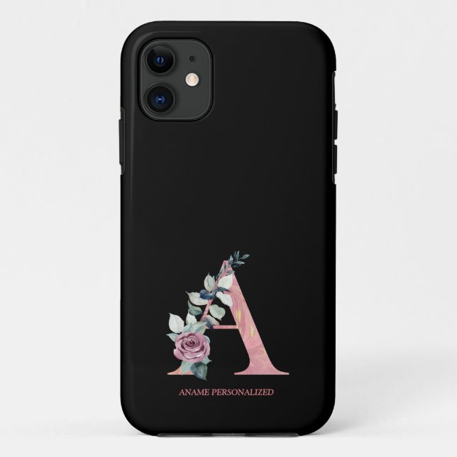 Ein floraler Monogramm-Namensbuchstaben rosa Agate Case-Mate iPhone Hülle (Rückseite)