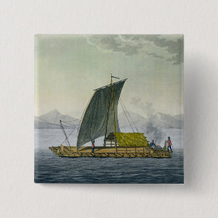 Ein Floss, das den Hafen von Guayaquil, Ecuador, Button