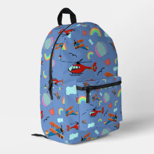 Ein Flugmuster eines Jungen auf Blau Bedruckter Rucksack
